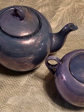 Lusterware Ceramic Teapot and Sugar Bowl Set -